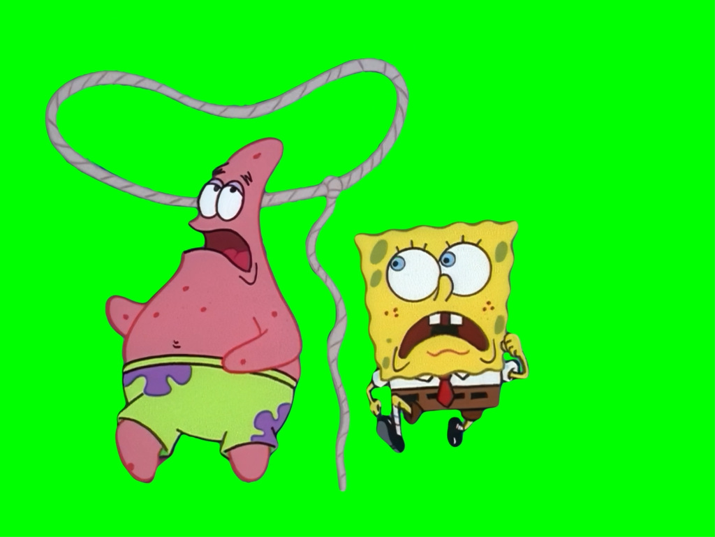 SpongeBob and Patrick Running free green screen meme